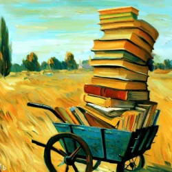 Books on a wheelbarrow, van Gogh