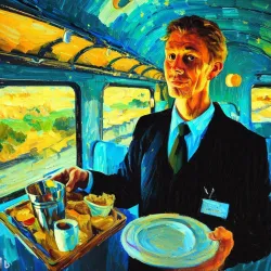 Service on the train, van Gogh