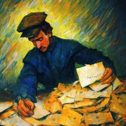 A worker with some letters, van Gogh