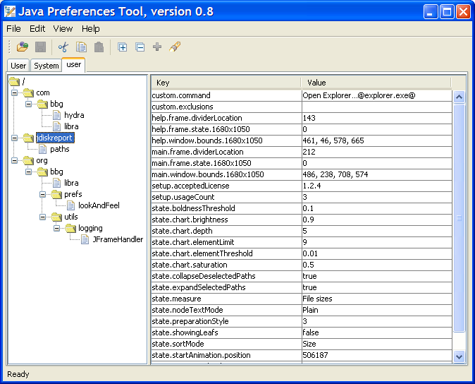 The preferences editor